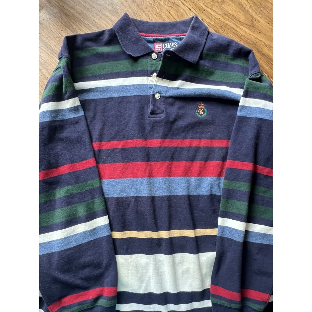 Chaps Ralph Lauren Shirt Mens XL Striped 100% Cotton Long Sleeve Casual